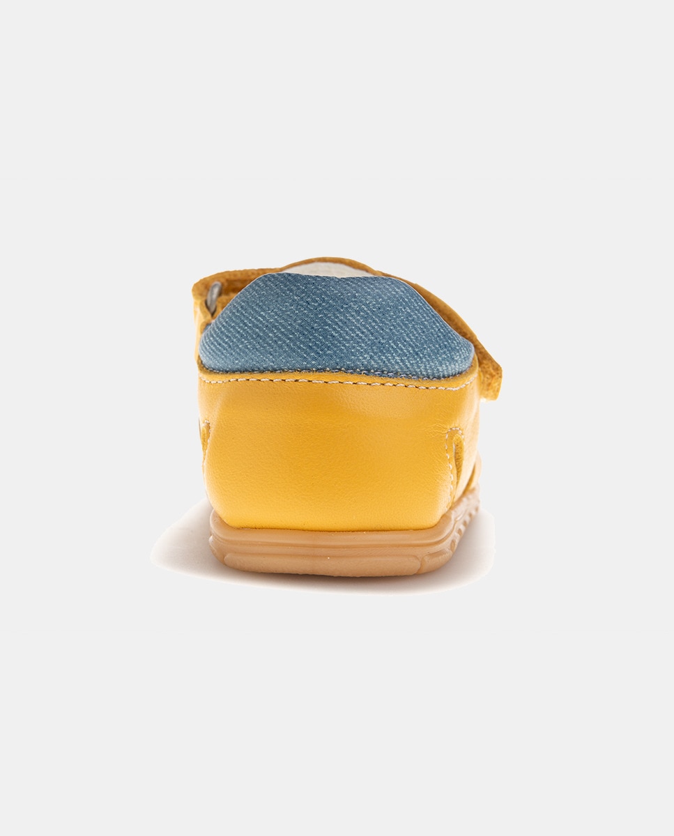 Sapatos Barefoot de Bebé com Palmilha Amovível Intech, Forma Fisiológica, Fecho Aderente Amarelo-3