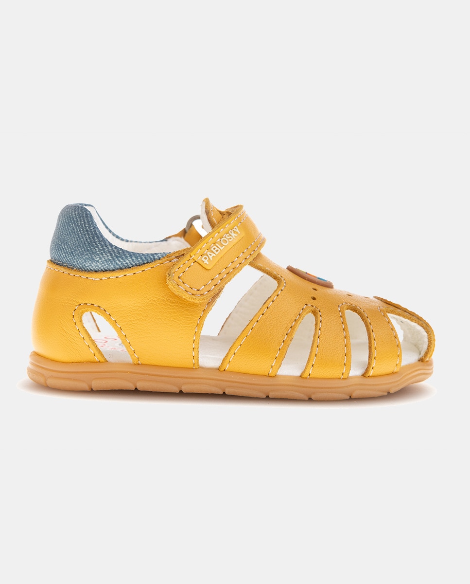 Sapatos Barefoot de Bebé com Palmilha Amovível Intech, Forma Fisiológica, Fecho Aderente Amarelo-2