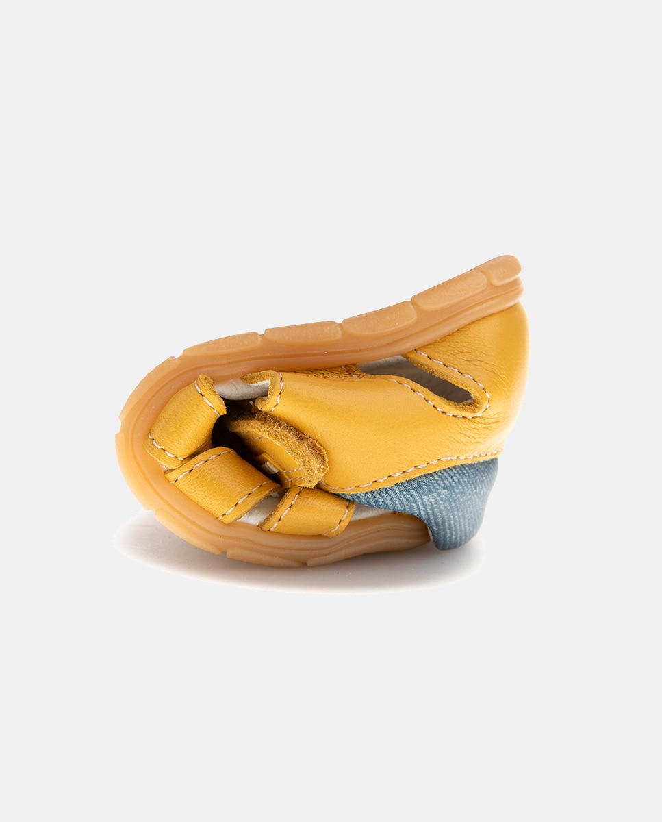 Sapatos Barefoot de Bebé com Palmilha Amovível Intech, Forma Fisiológica, Fecho Aderente Amarelo-6