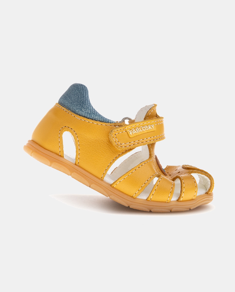 Sapatos Barefoot de Bebé com Palmilha Amovível Intech, Forma Fisiológica, Fecho Aderente Amarelo-5