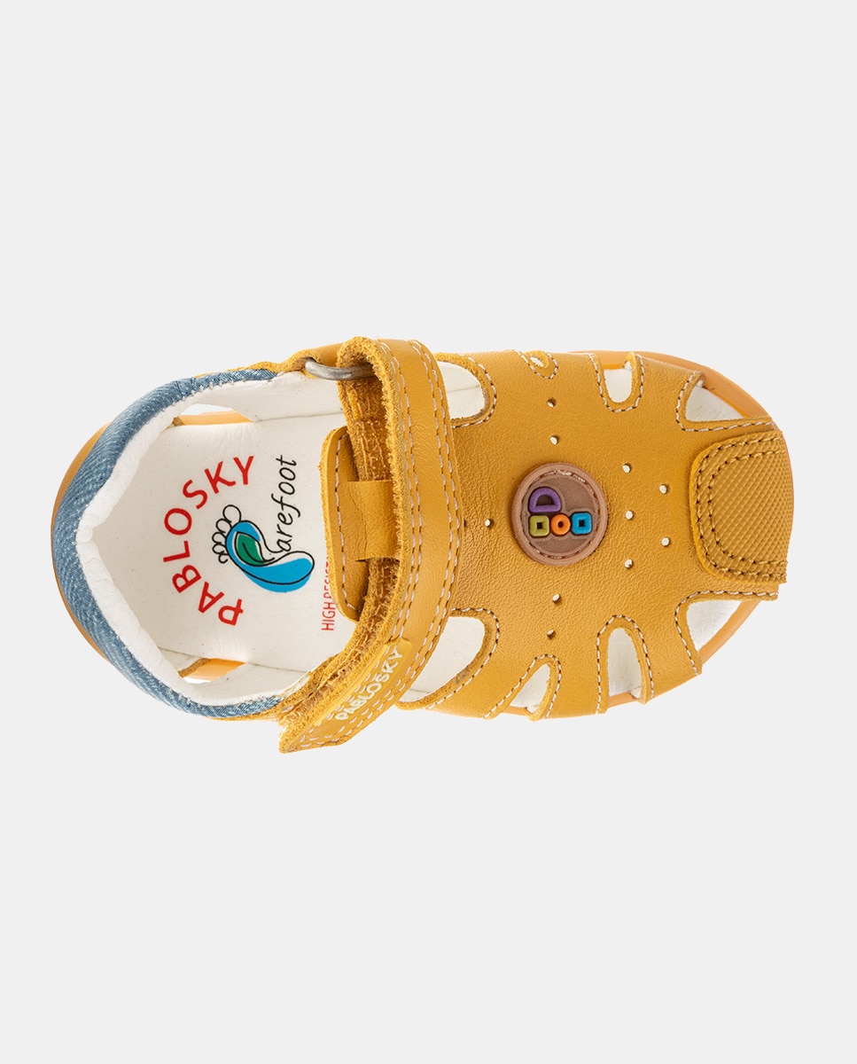 Sapatos Barefoot de Bebé com Palmilha Amovível Intech, Forma Fisiológica, Fecho Aderente Amarelo-4