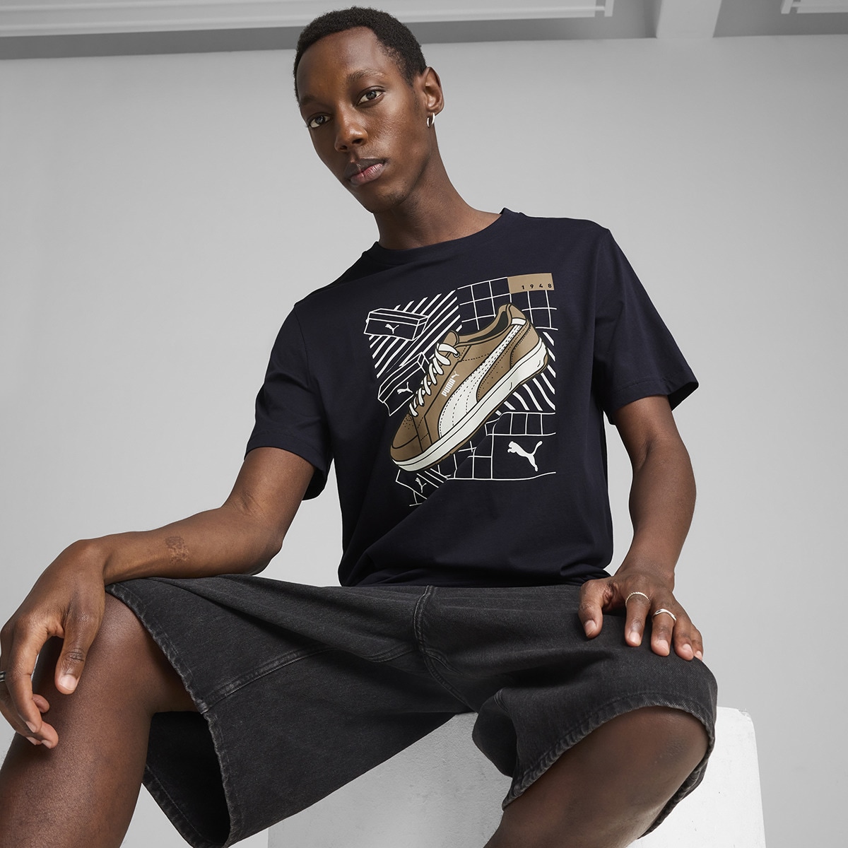 T-shirt de Homem Graphics Sneaker Tee Azul-1