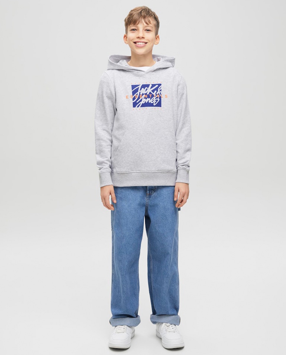 Sweatshirt com Capuz com Logótipo à Frente Cinzento-claro-6