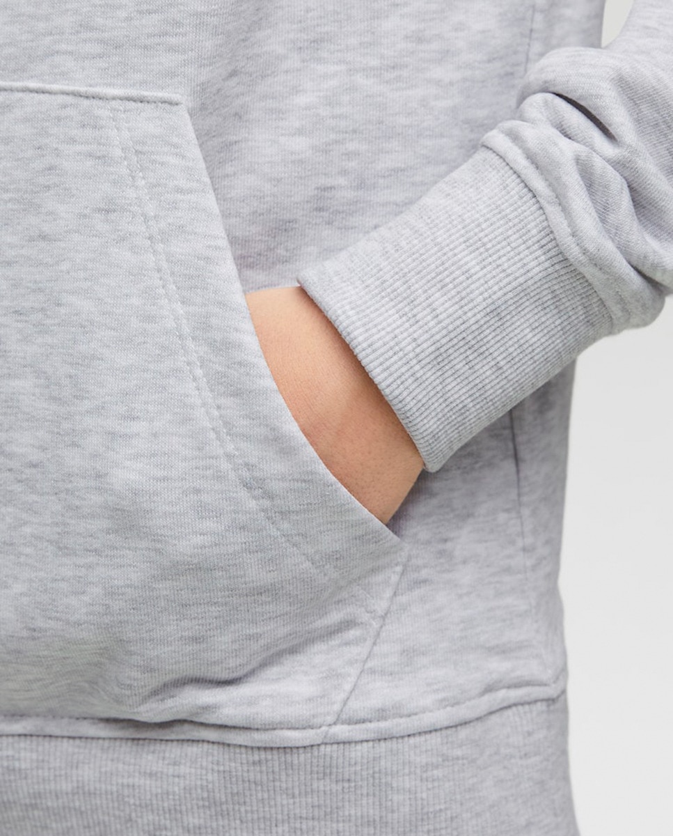 Sweatshirt com Capuz com Logótipo à Frente Cinzento-claro-4