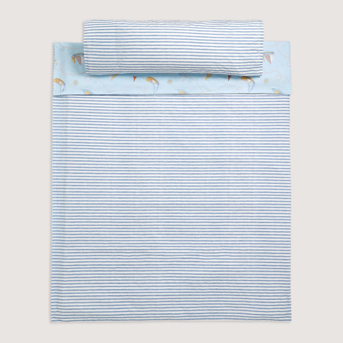 Conjunto de Capa de Edredão de Algodão Regatta Azul-7