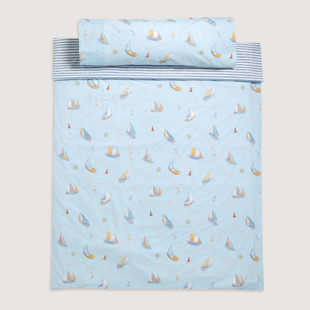 Conjunto de Capa de Edredão de Algodão Regatta Azul-6