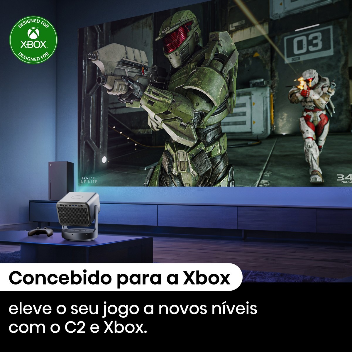 Mini Projetor Laser Hisense C2-ULTRA, UHD 4K, 65" a 300", Dolby Vision, Full HDR, Fonte Laser Trichroma, Concebido para XBOX Cinzento metalizado-7