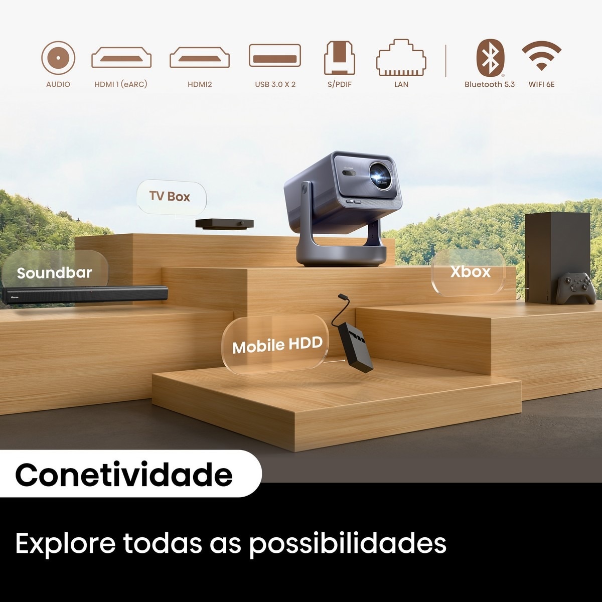 Mini Projetor Laser Hisense C2-ULTRA, UHD 4K, 65" a 300", Dolby Vision, Full HDR, Fonte Laser Trichroma, Concebido para XBOX Cinzento metalizado-13