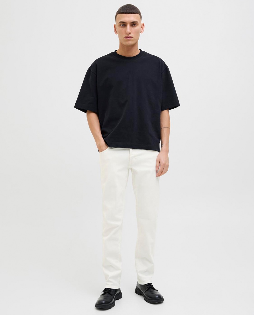 Jeans Slim com Bolsos Branco-1