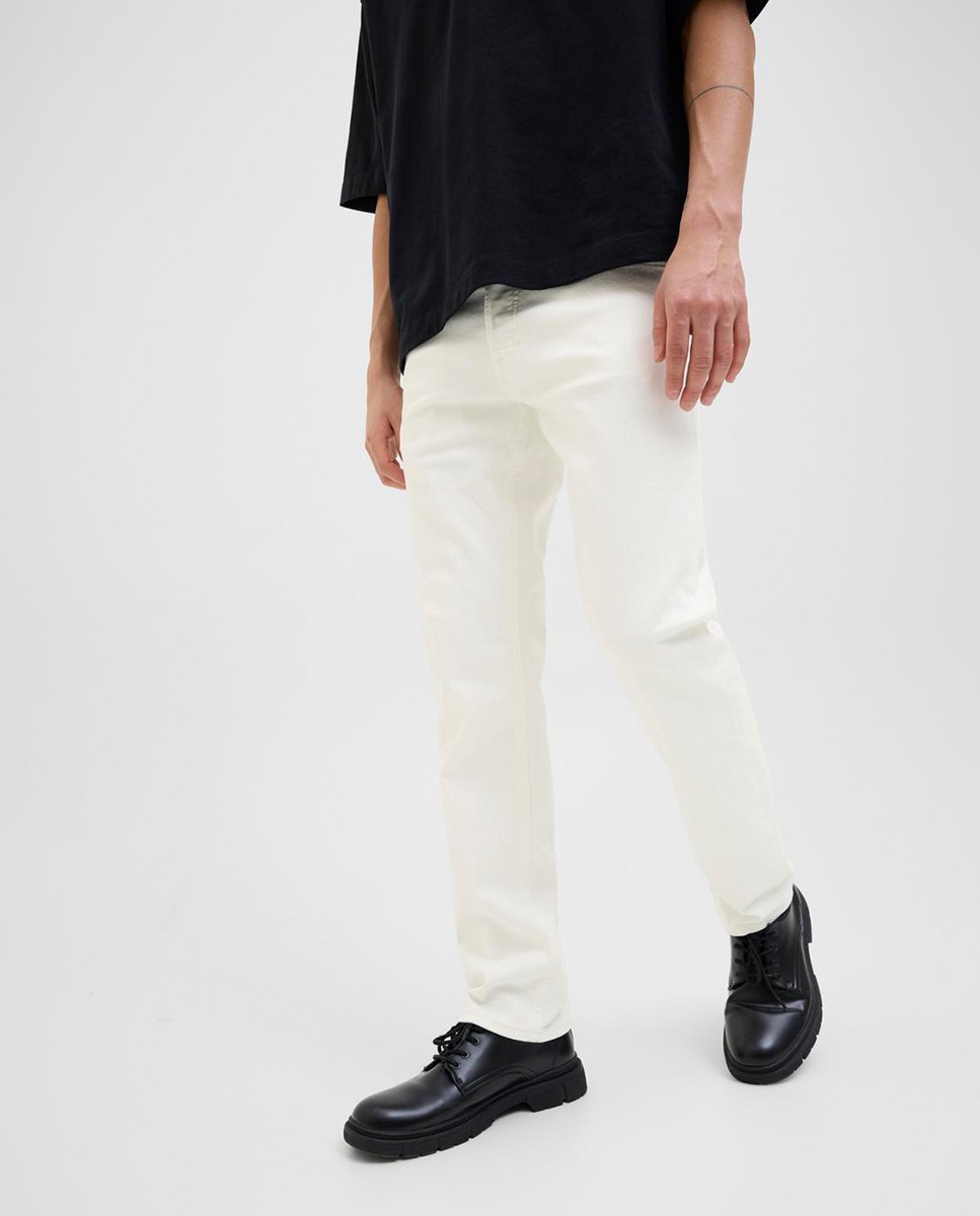 Jeans Slim com Bolsos Branco-4