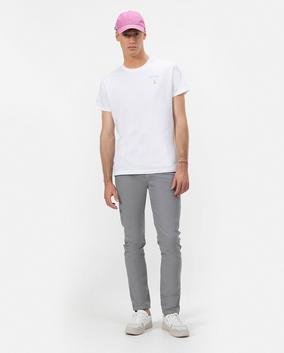 T-shirt com Manga Curta e Gola Redonda Branco-9