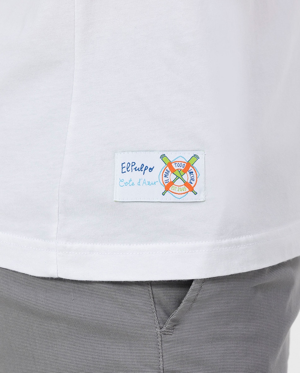 T-shirt com Manga Curta e Gola Redonda Branco-6