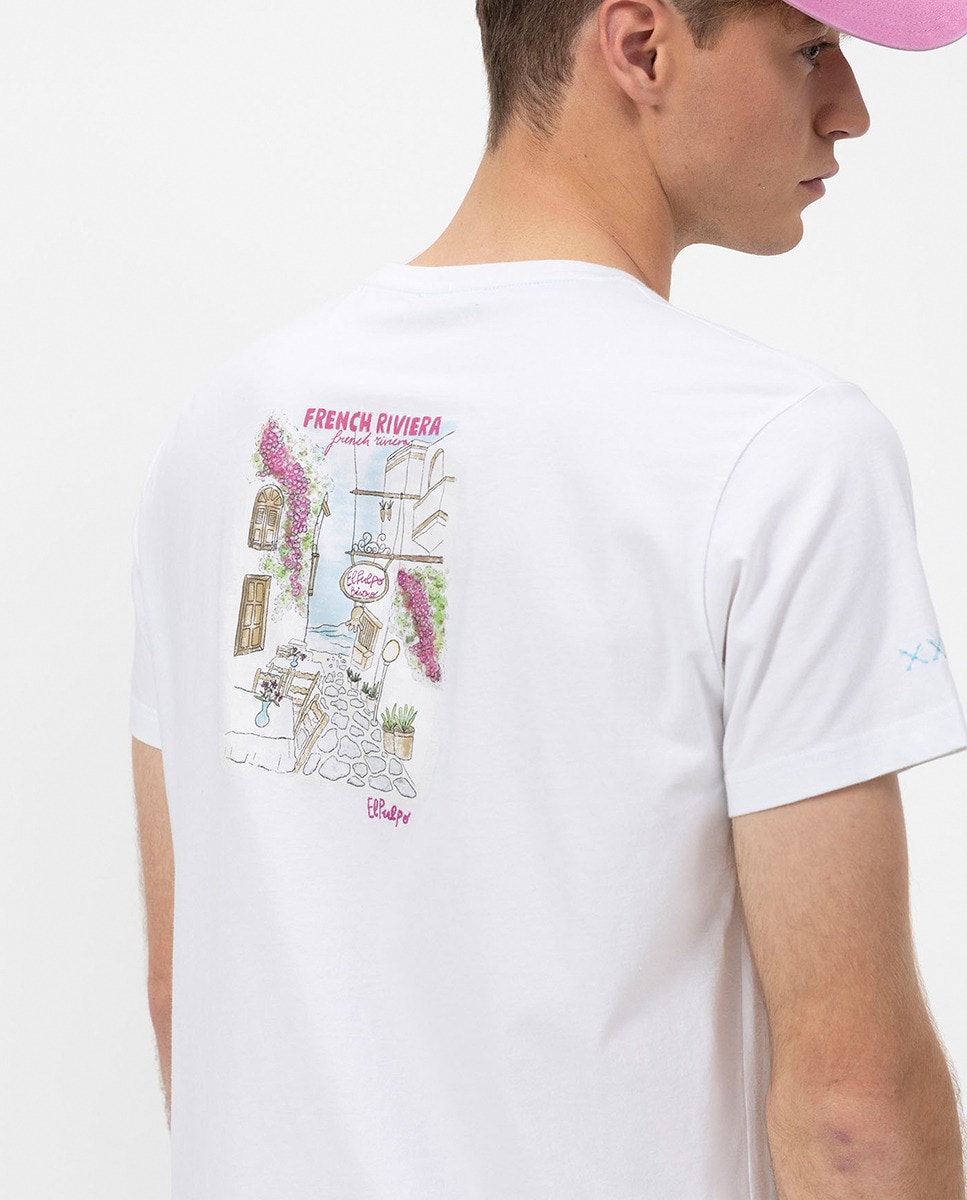 T-shirt com Manga Curta e Gola Redonda Branco-5