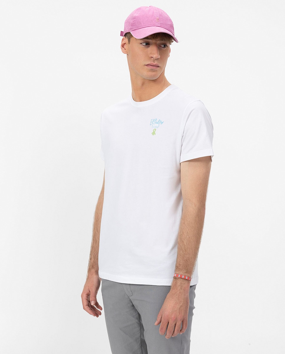 T-shirt com Manga Curta e Gola Redonda Branco-4