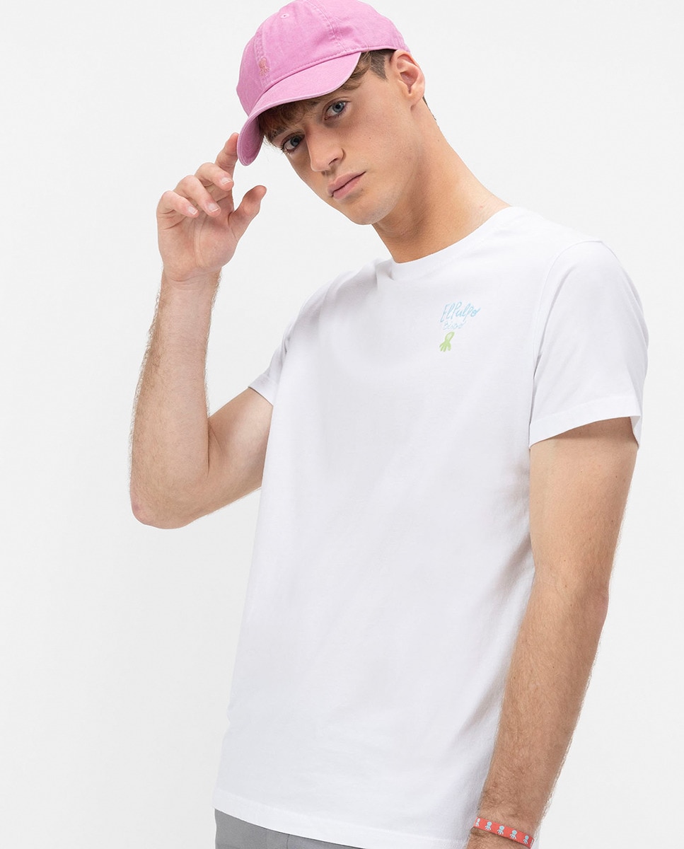 T-shirt com Manga Curta e Gola Redonda Branco-3