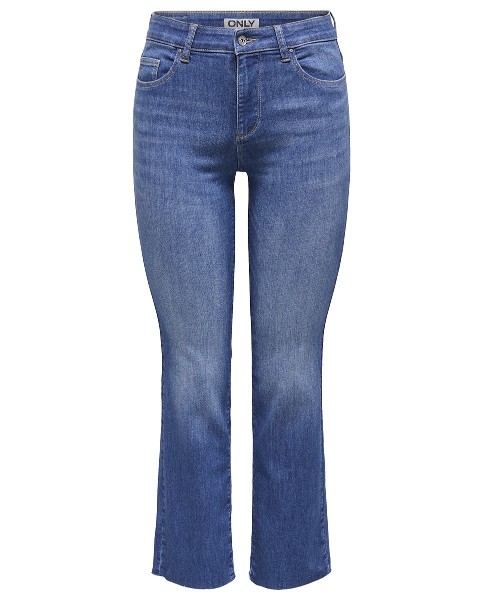 Jeans Cropped Flare Azul-7