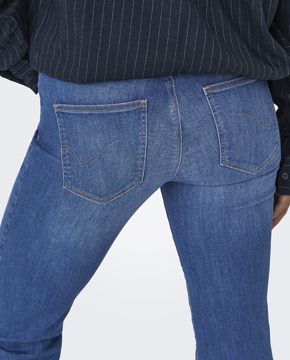 Jeans Cropped Flare Azul-6