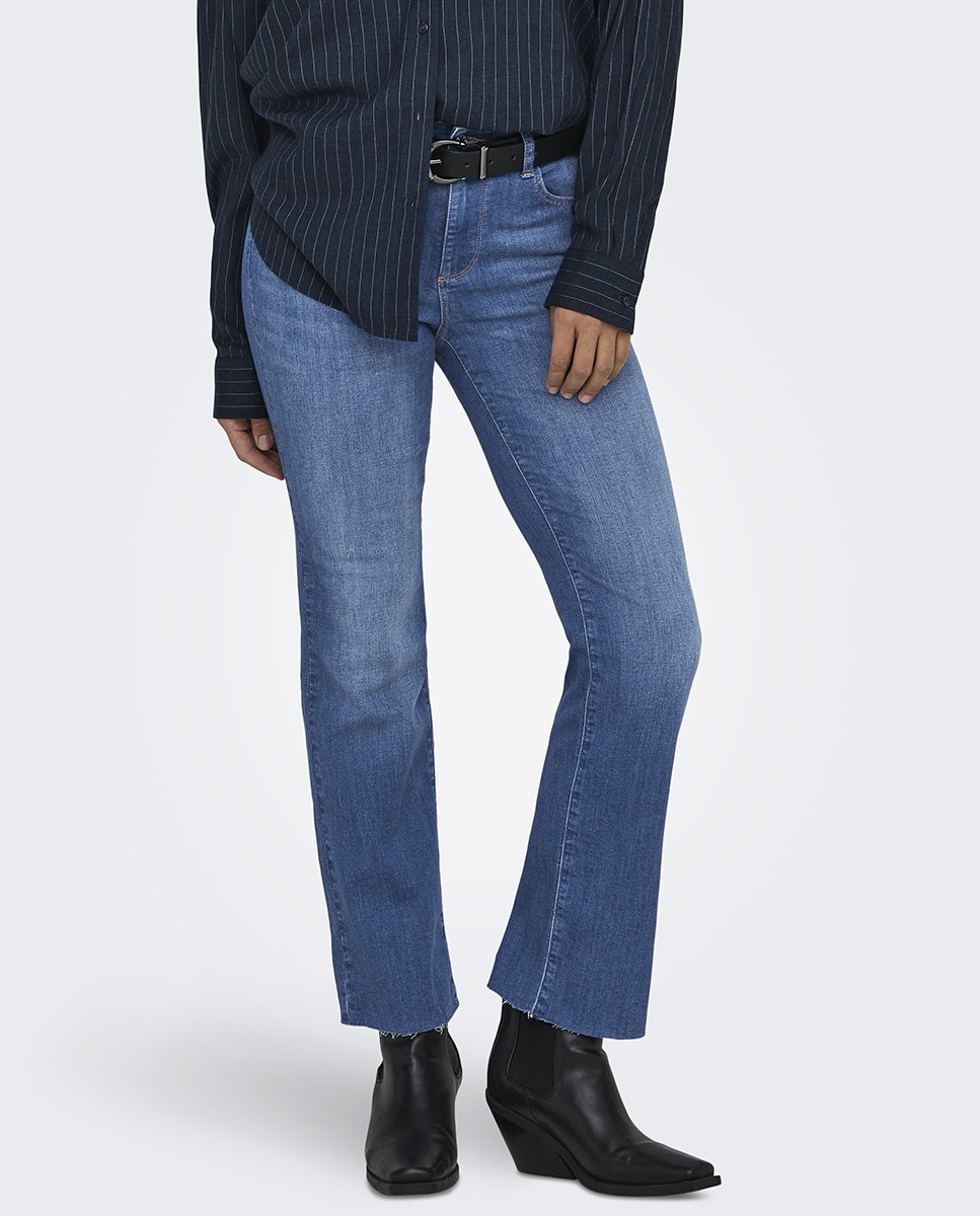 Jeans Cropped Flare Azul-5