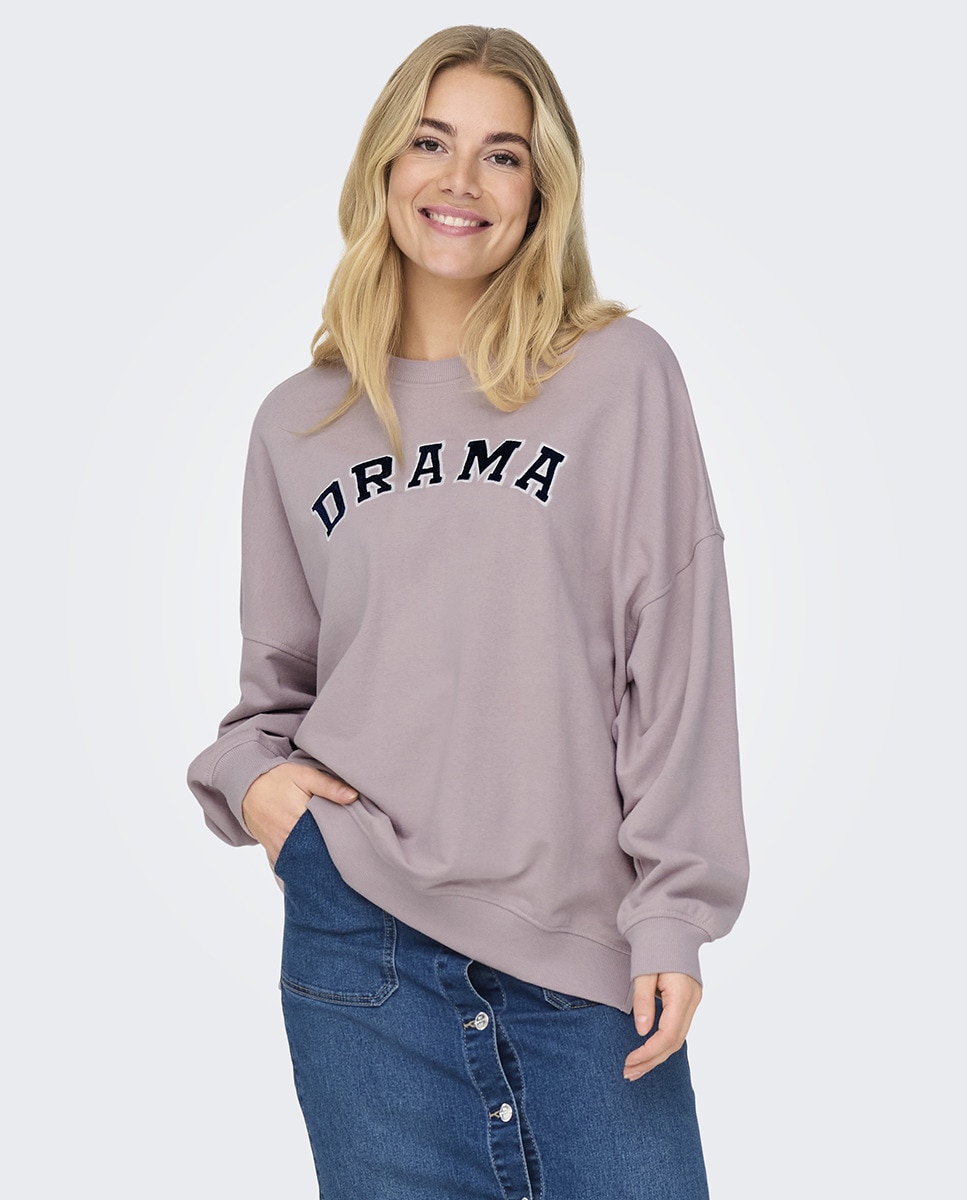 Sweatshirt de decote redondo Roxo-4