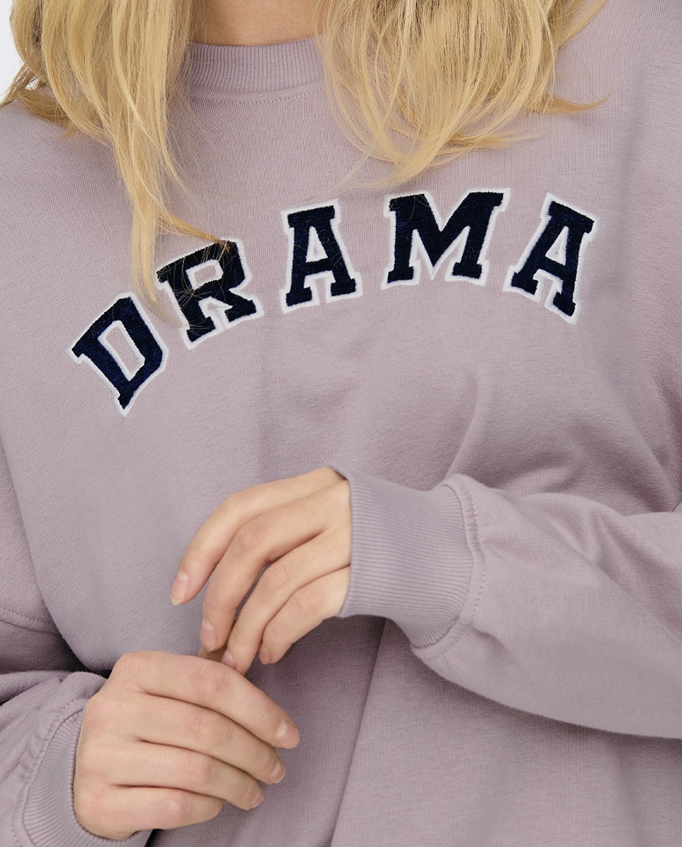 Sweatshirt de decote redondo Roxo-3