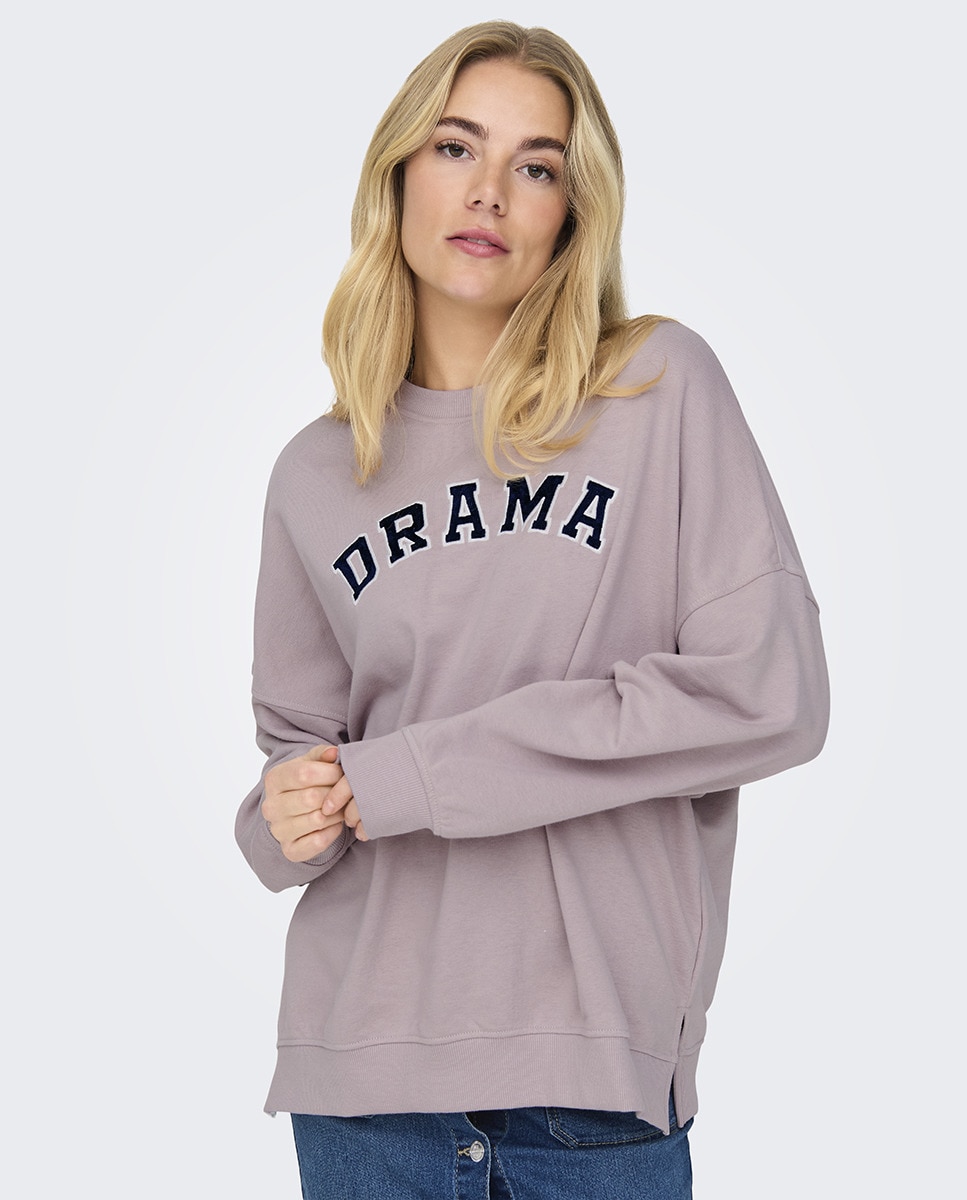 Sweatshirt de decote redondo Roxo-1