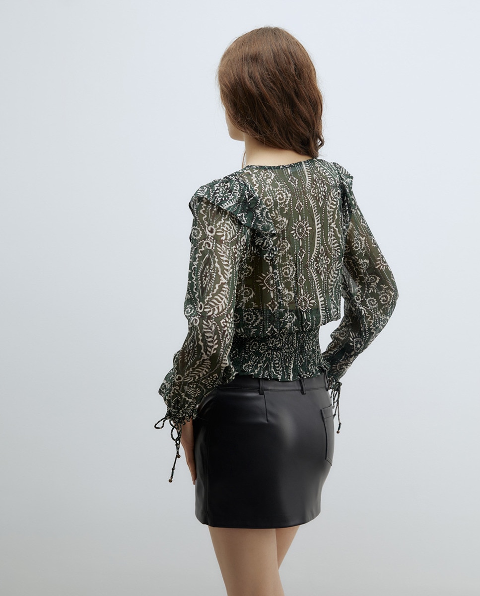 Blusa com Folho Verde-2
