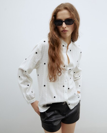 Sfera Camisa Blanca Calada Mujer Blusa Blanca Blusa Bordada Blusas