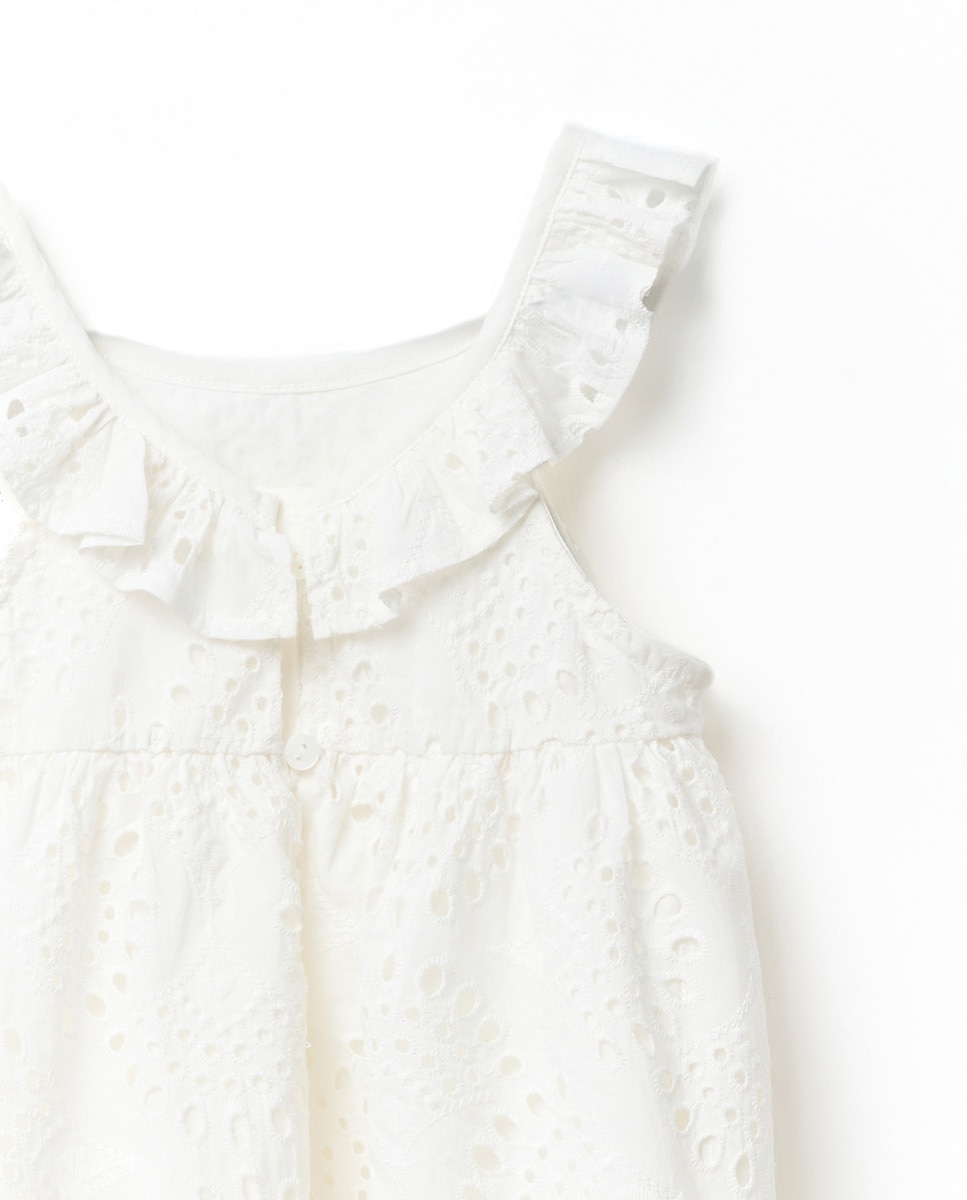 Vestido com bordado suíço Branco-7