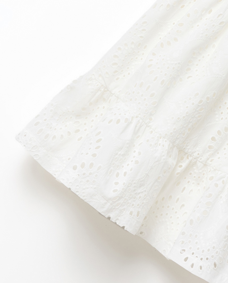 Vestido com bordado suíço Branco-6