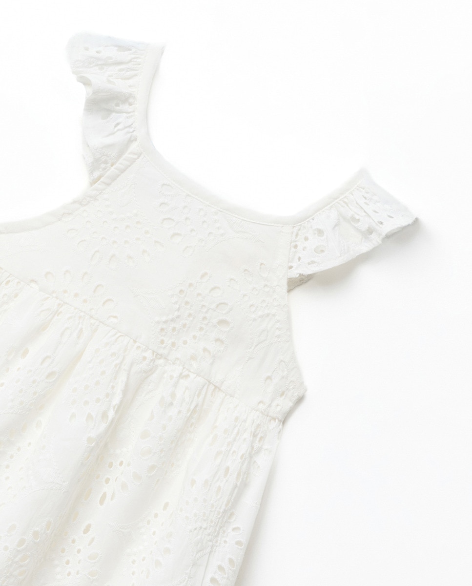 Vestido com bordado suíço Branco-5