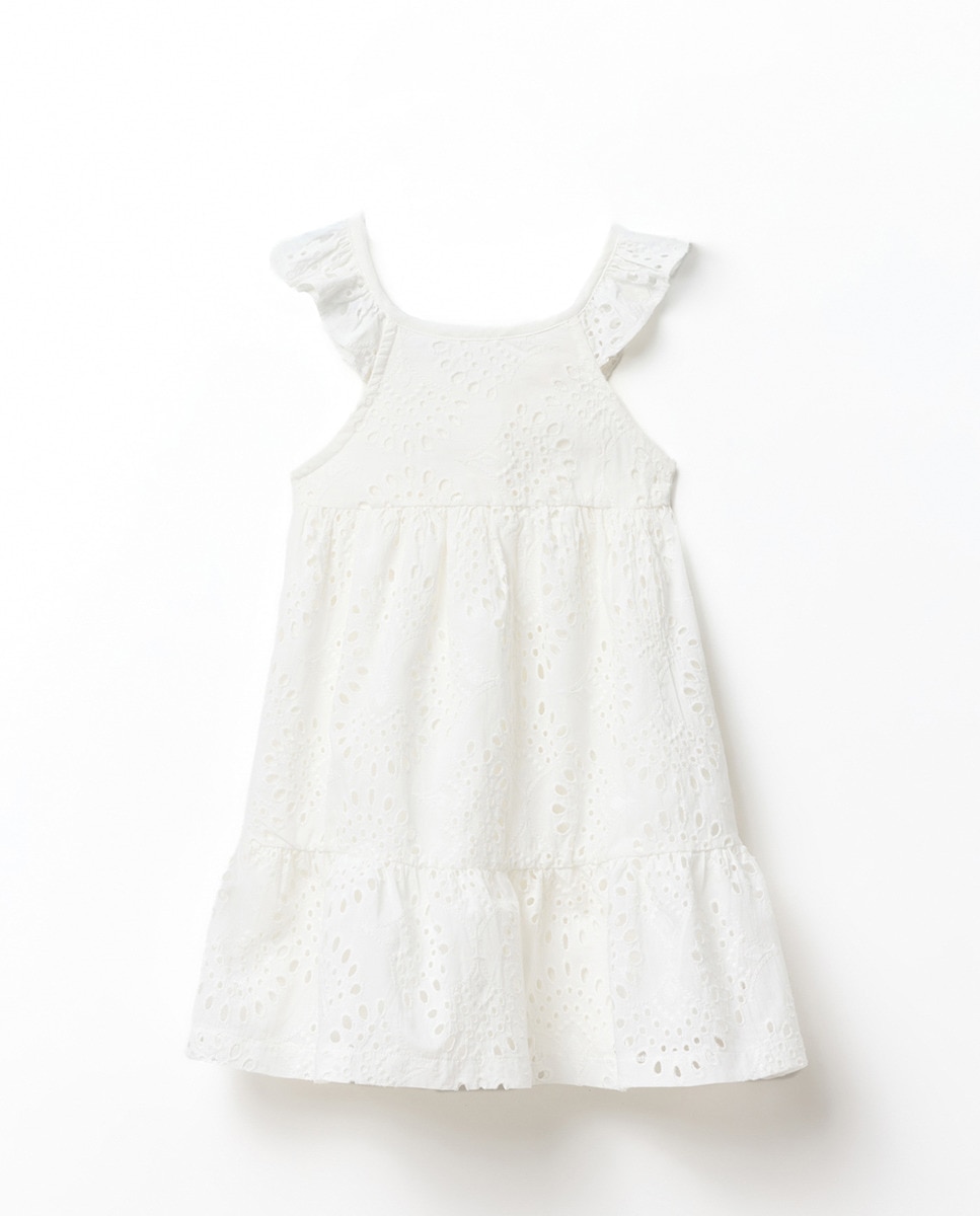 Vestido com bordado suíço Branco-4