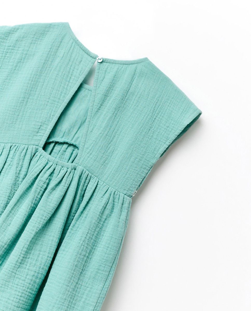 Vestido Ondulado com Detalhe Verde-4