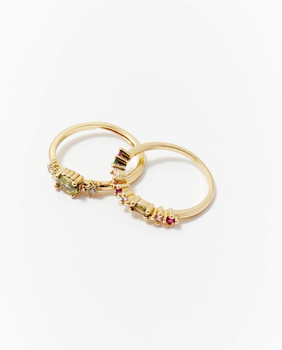 Conjunto de Anéis Solitário Multicolor-2