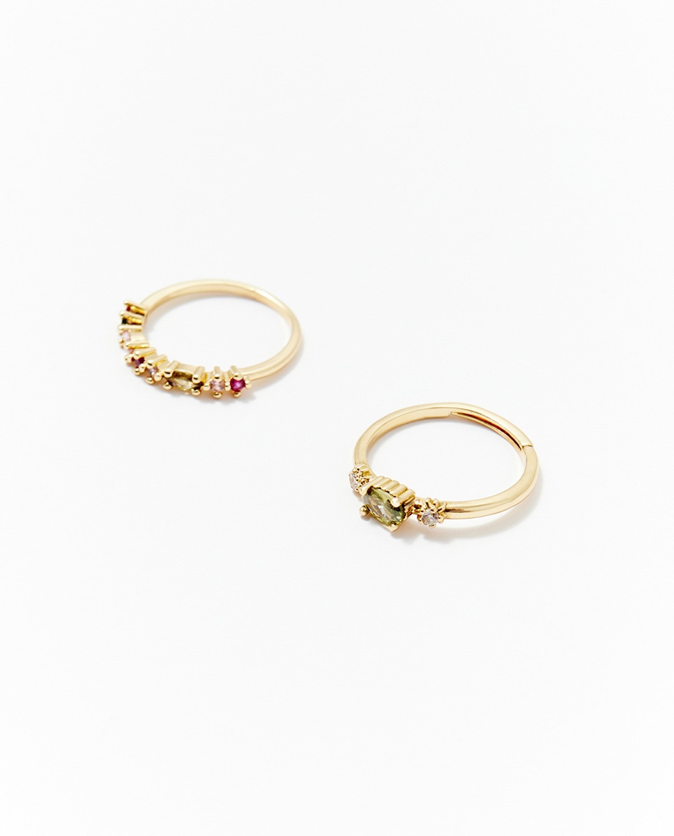 Conjunto de Anéis Solitário Multicolor-1