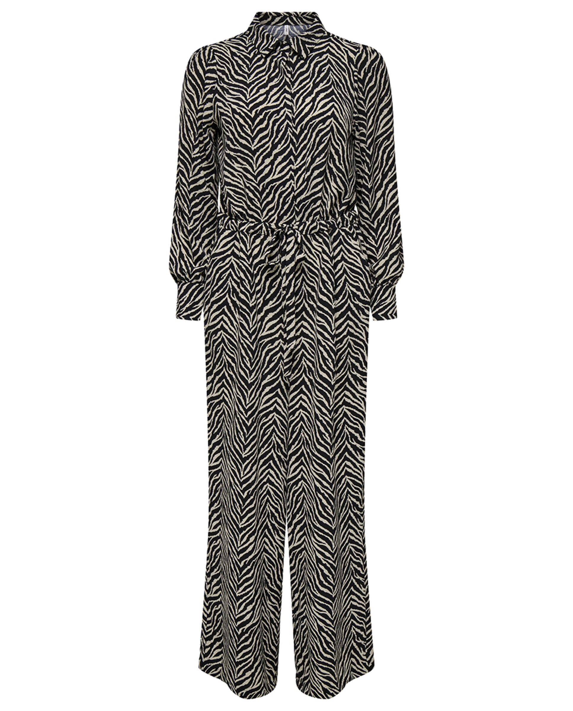 Macacão Comprido com Cinto Ajustável e Animal Print Preto-5
