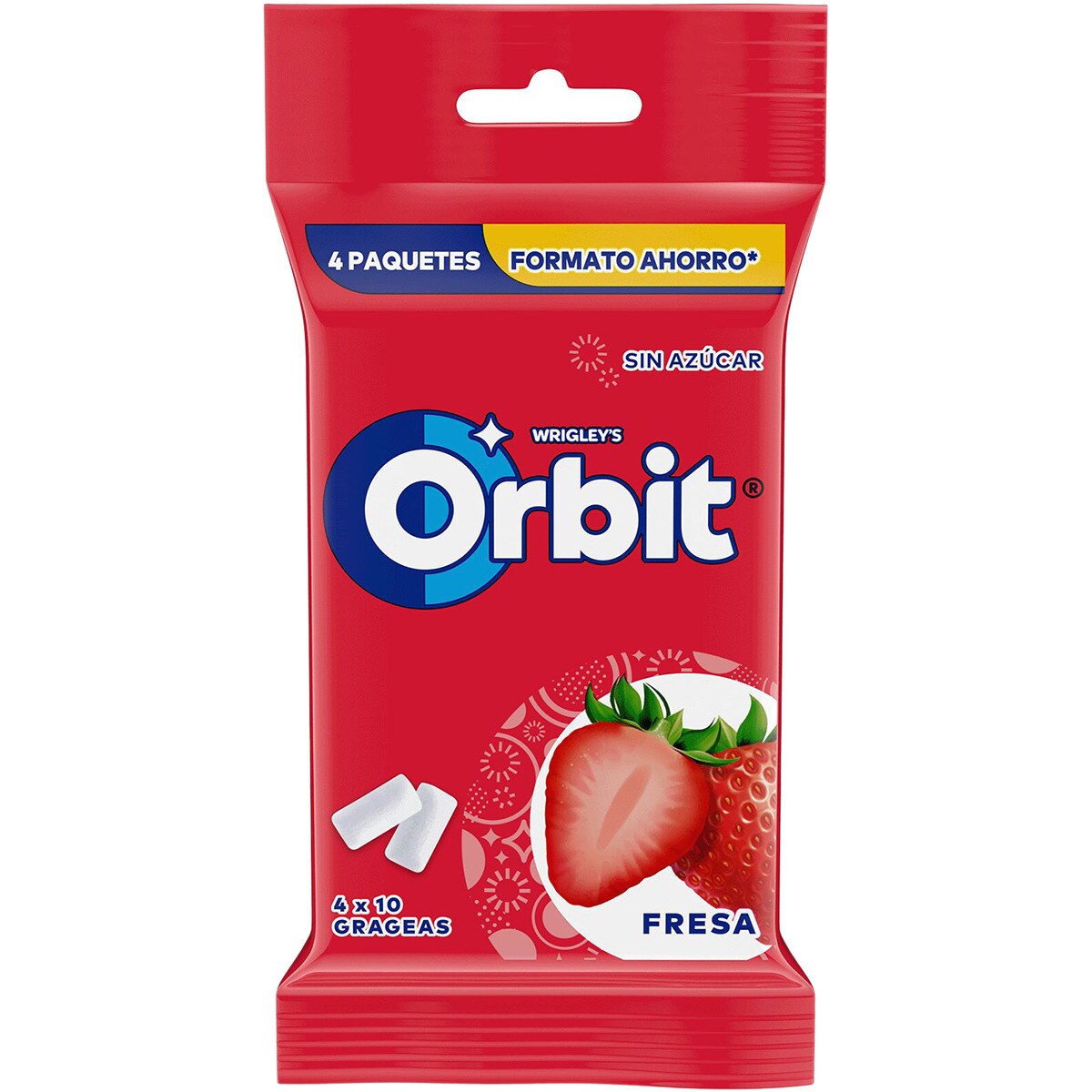 chicles de fresa ácida sin azúcar pack 4 envases 56 g