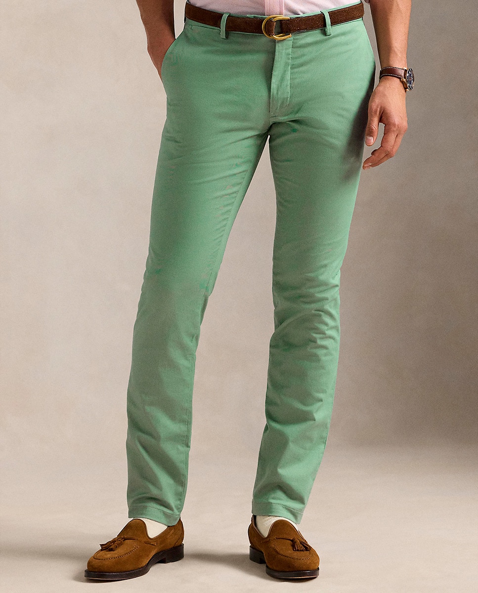 Calças Chino Elásticas Slim Fit Verde-menta-3