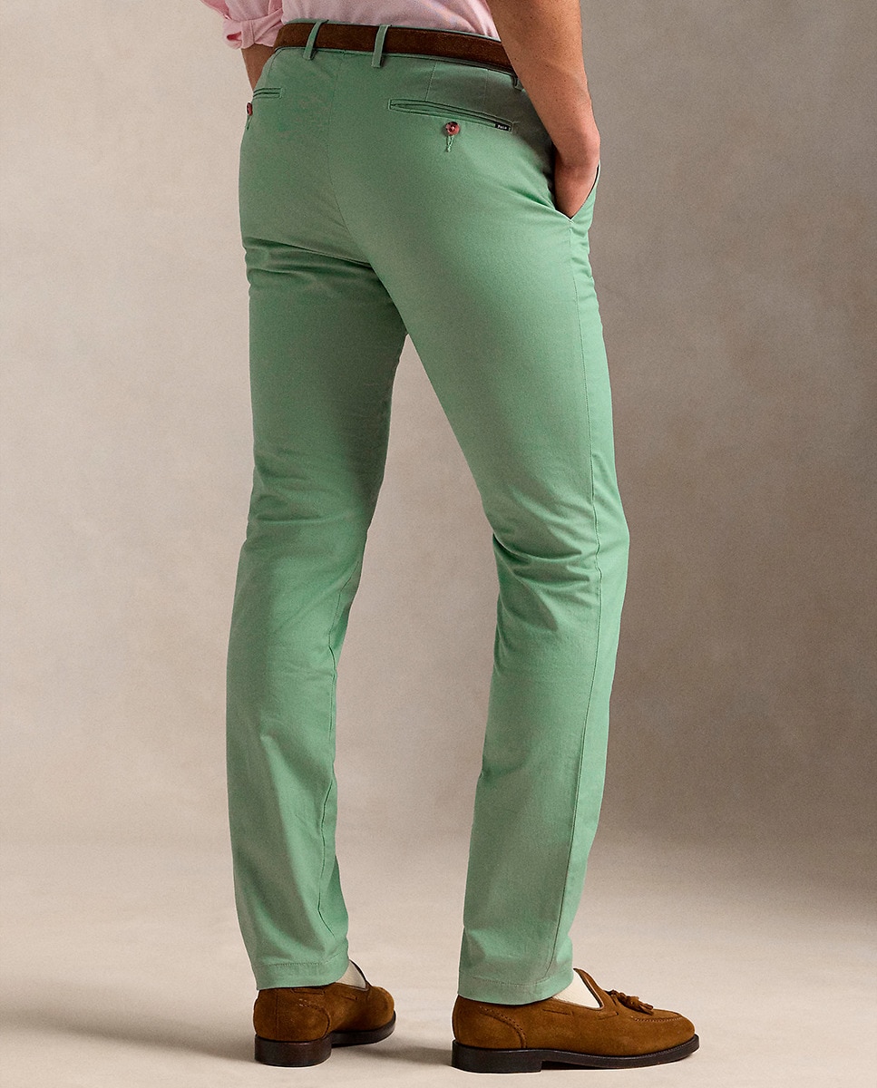 Calças Chino Elásticas Slim Fit Verde-menta-4