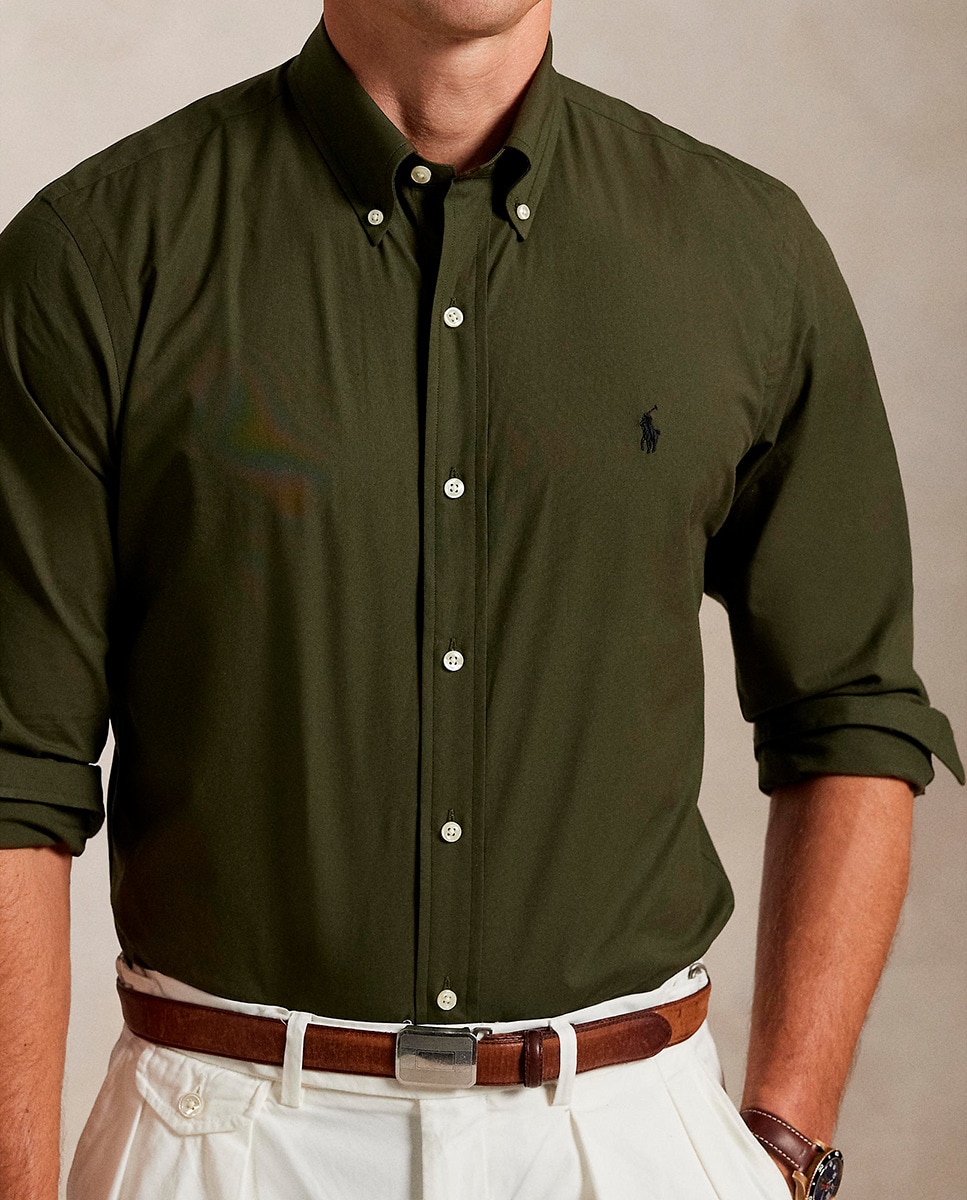 Camisa Regular Fit de Popelina Verde Amazonas-4