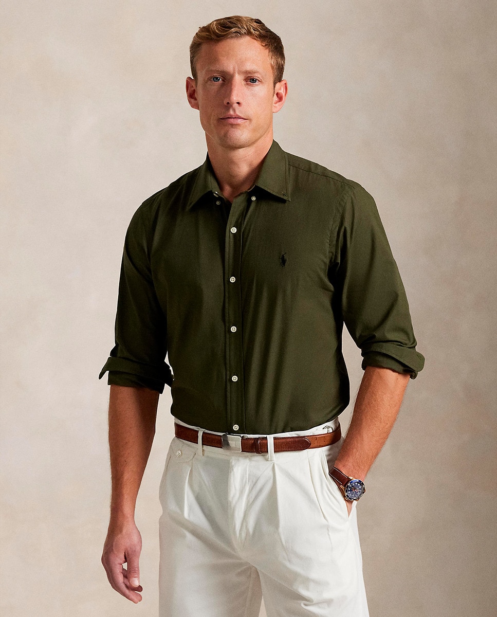 Camisa Regular Fit de Popelina Verde Amazonas-1