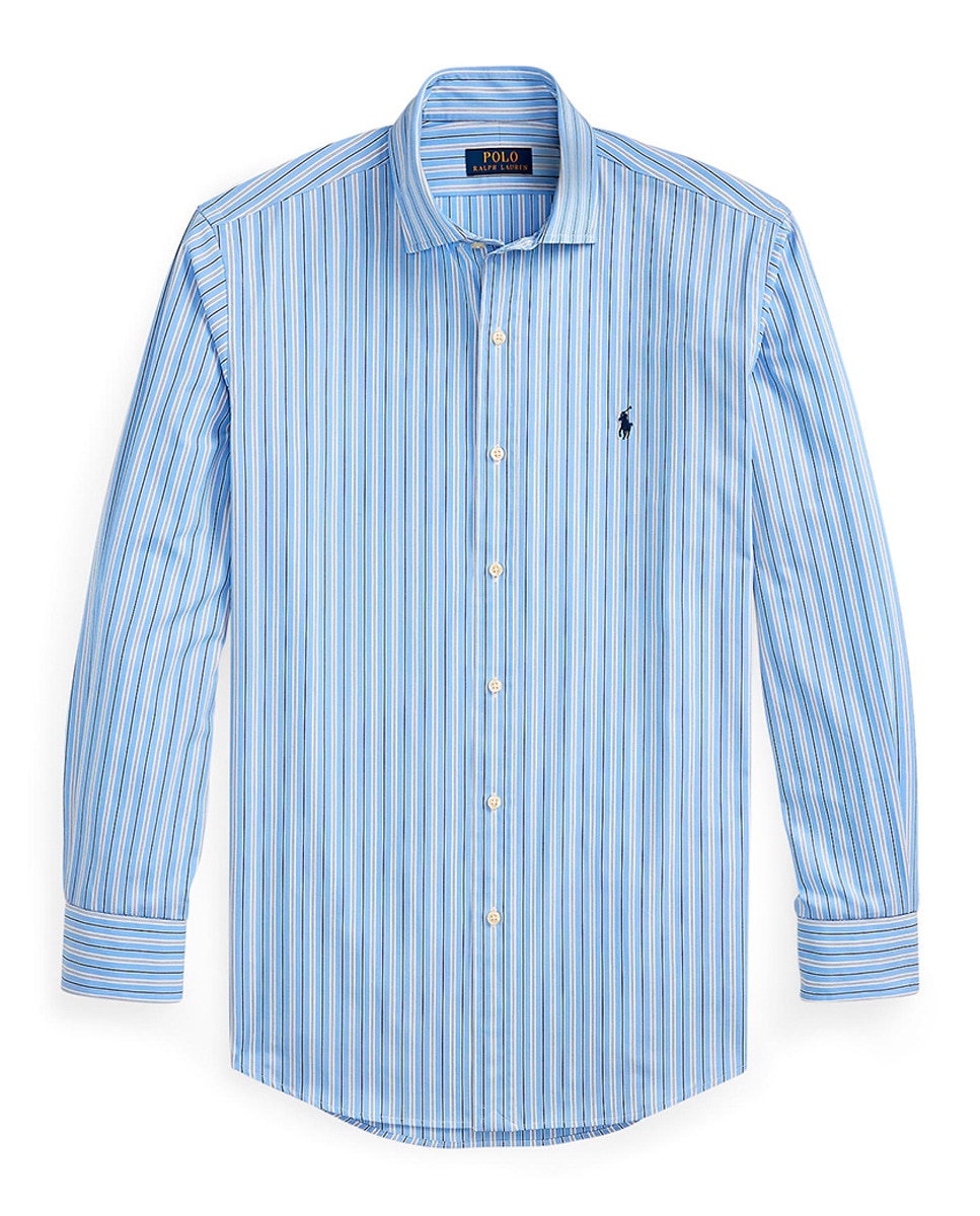 Camisa de Algodão Regular Fit Azul-claro-6