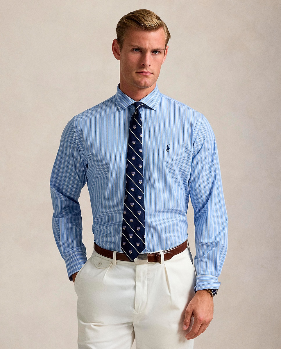 Camisa de Algodão Regular Fit Azul-claro-1