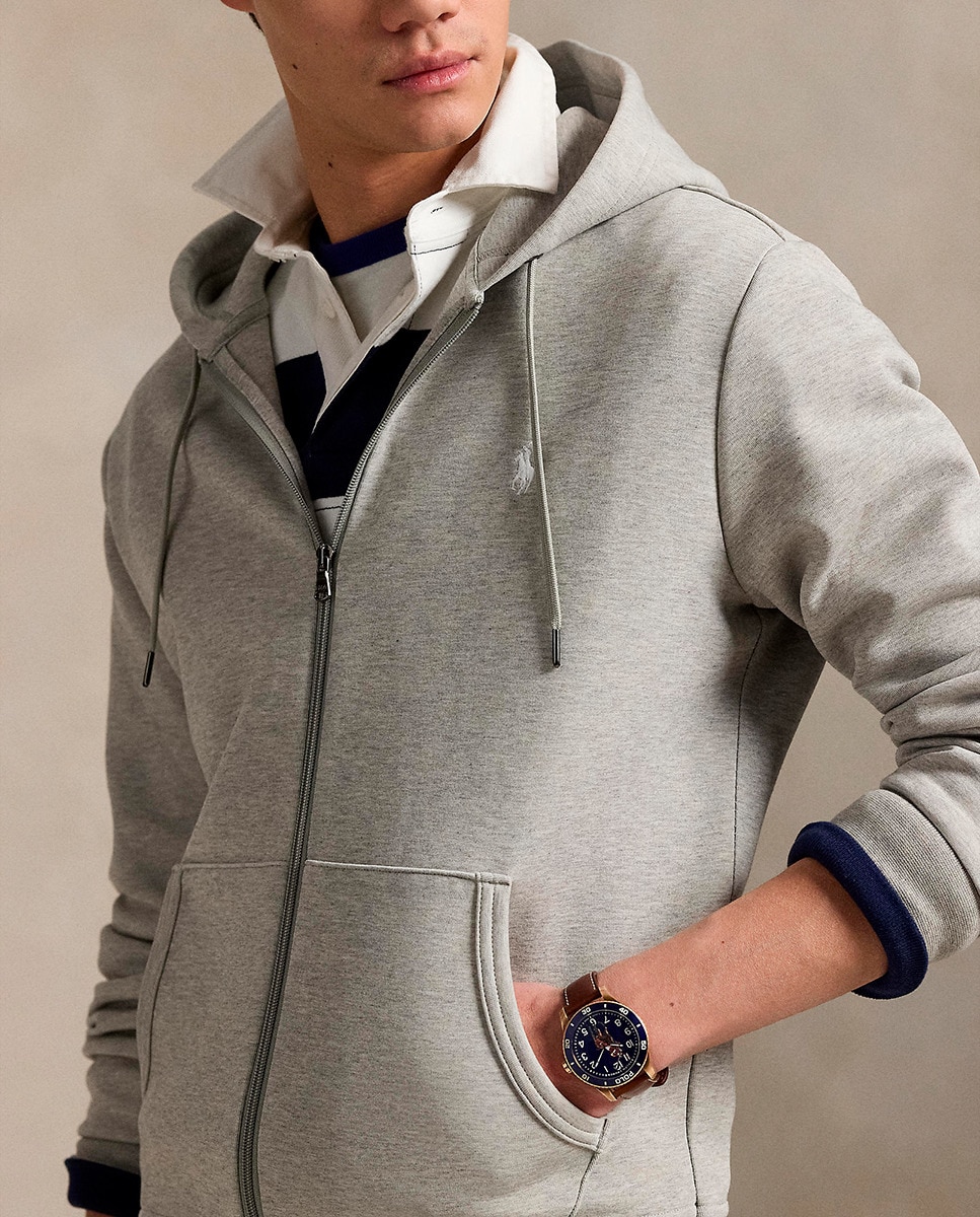 Sweatshirt com Capuz e Fecho de Correr Cinzento-4