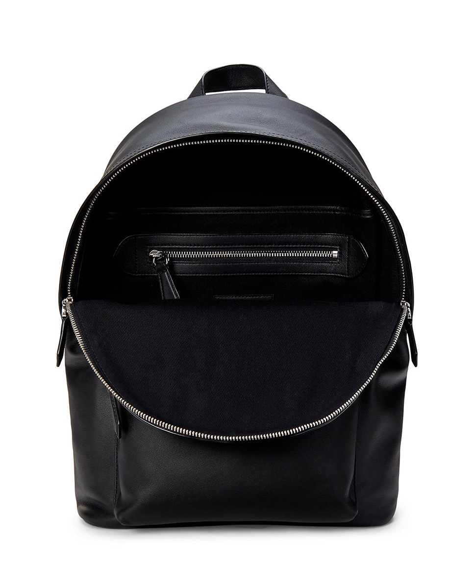 Mochila em Pele com Bolso Exterior Preto-4