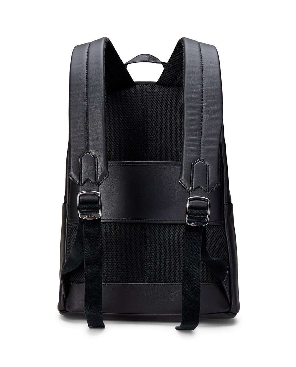 Mochila em Pele com Bolso Exterior Preto-3
