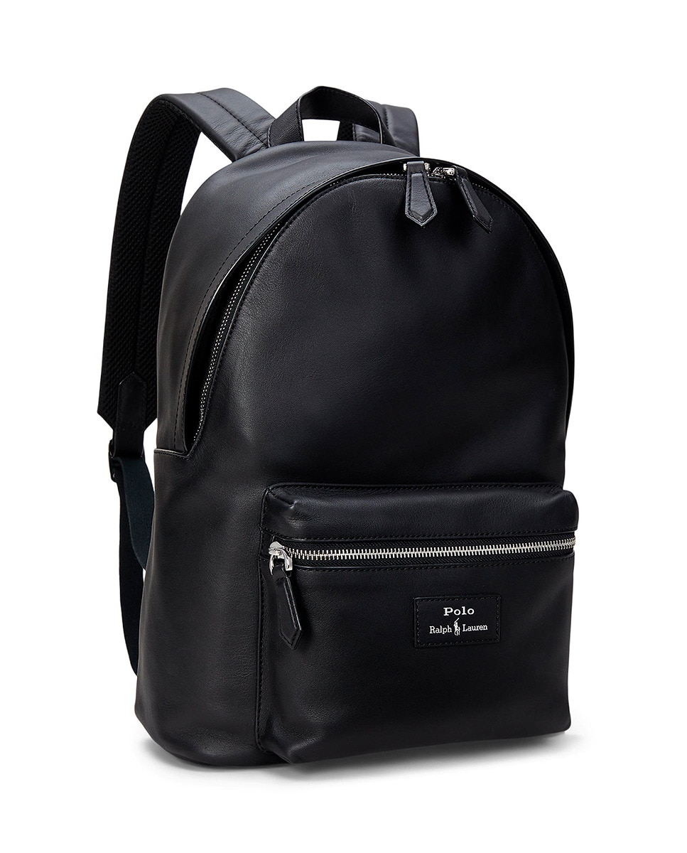 Mochila em Pele com Bolso Exterior Preto-2