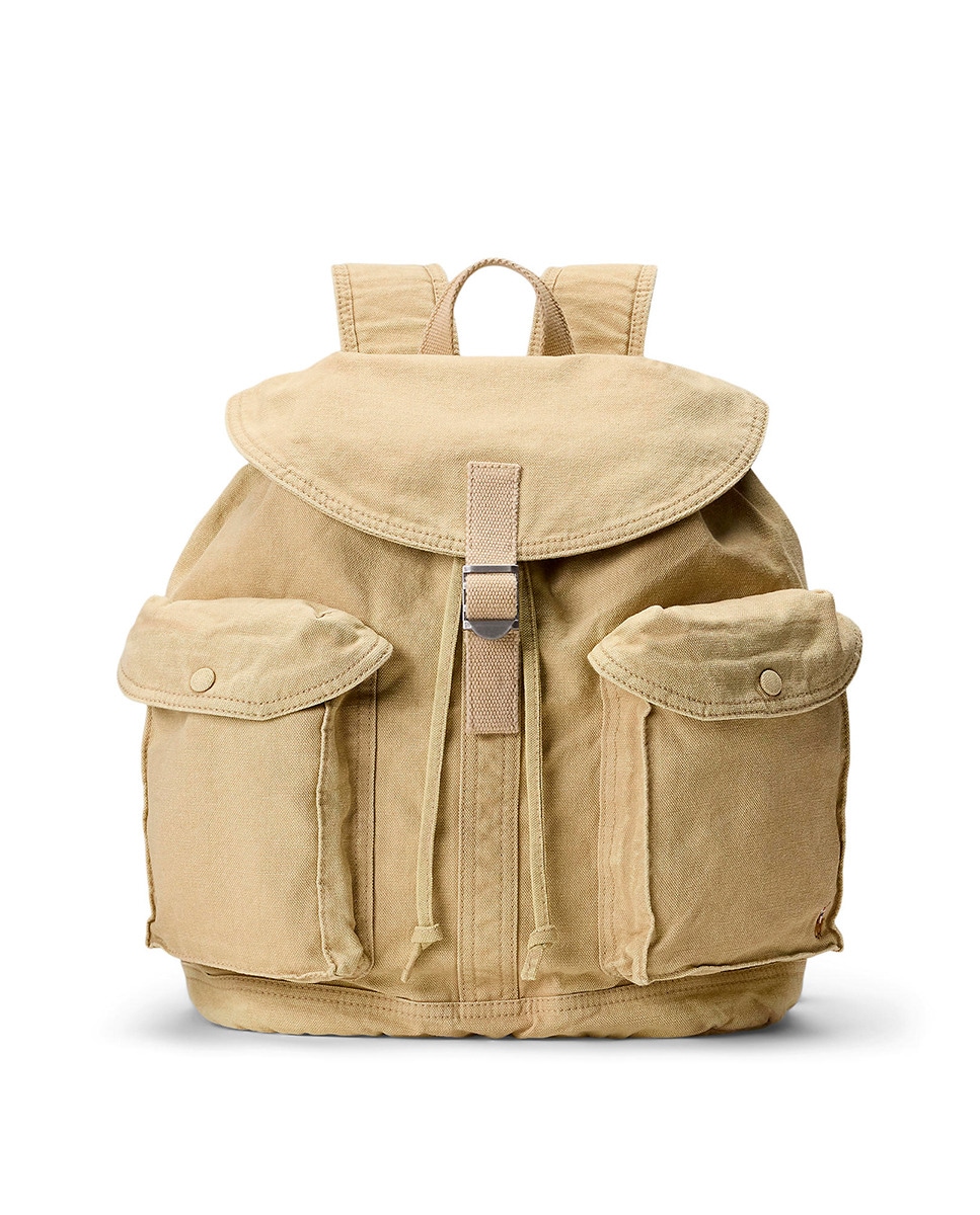 Mochila com Cavalo Bordado e em Algodão Bege-1