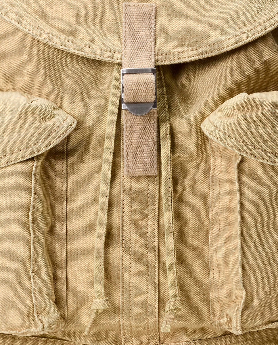 Mochila com Cavalo Bordado e em Algodão Bege-6