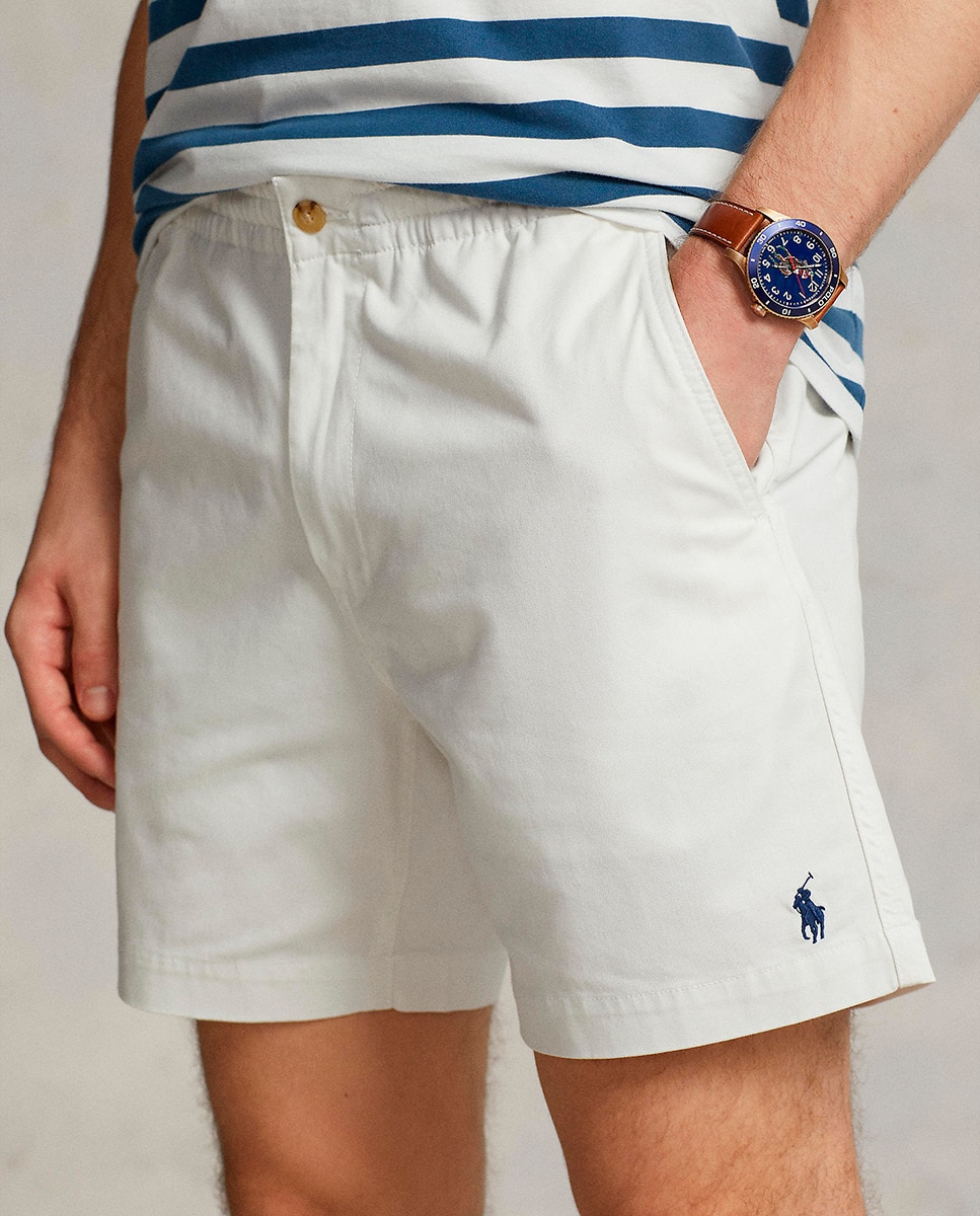 Calções Classic Fit com Cintura Ajustável Branco-5