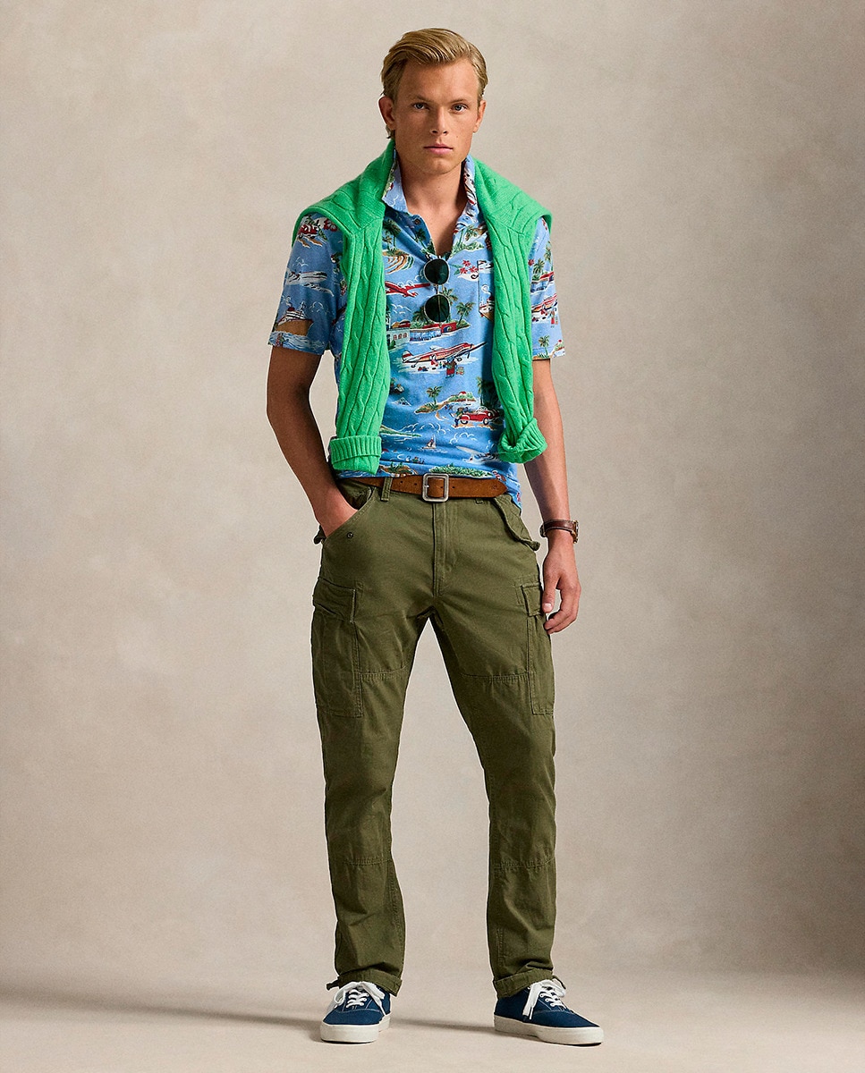 Polo Regular Fit com Estampado Azul-porcelana-6